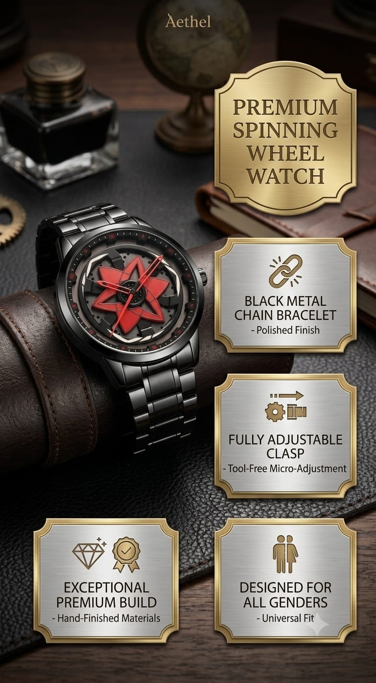 Premium Spinning Wheel Watch | Luxury Rotating Dial Quartz Wristwatch for Men & Women